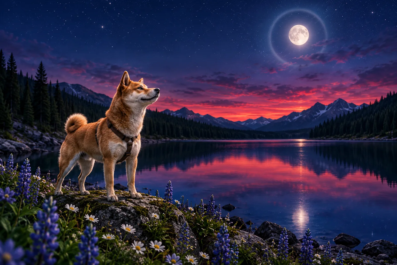 Believinu at a moonlit lake